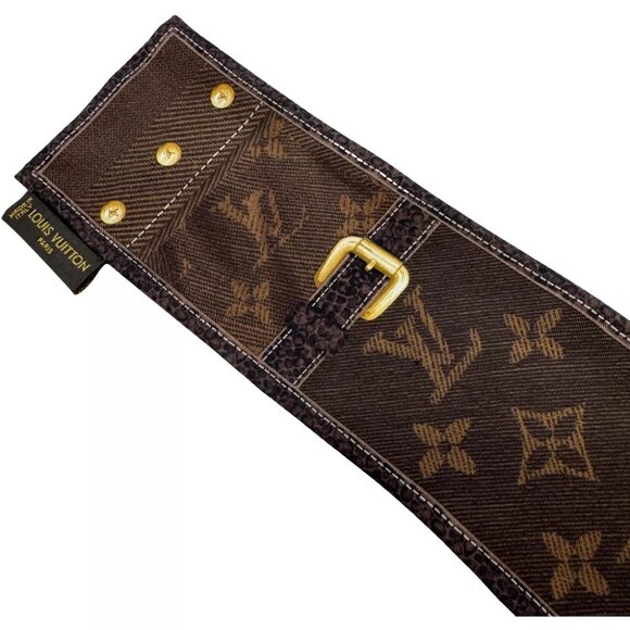 Authentic LOUIS VUITTON Bando New Denim Scarf M72396 Brown Silk #36635752 - Picture 6 of 12